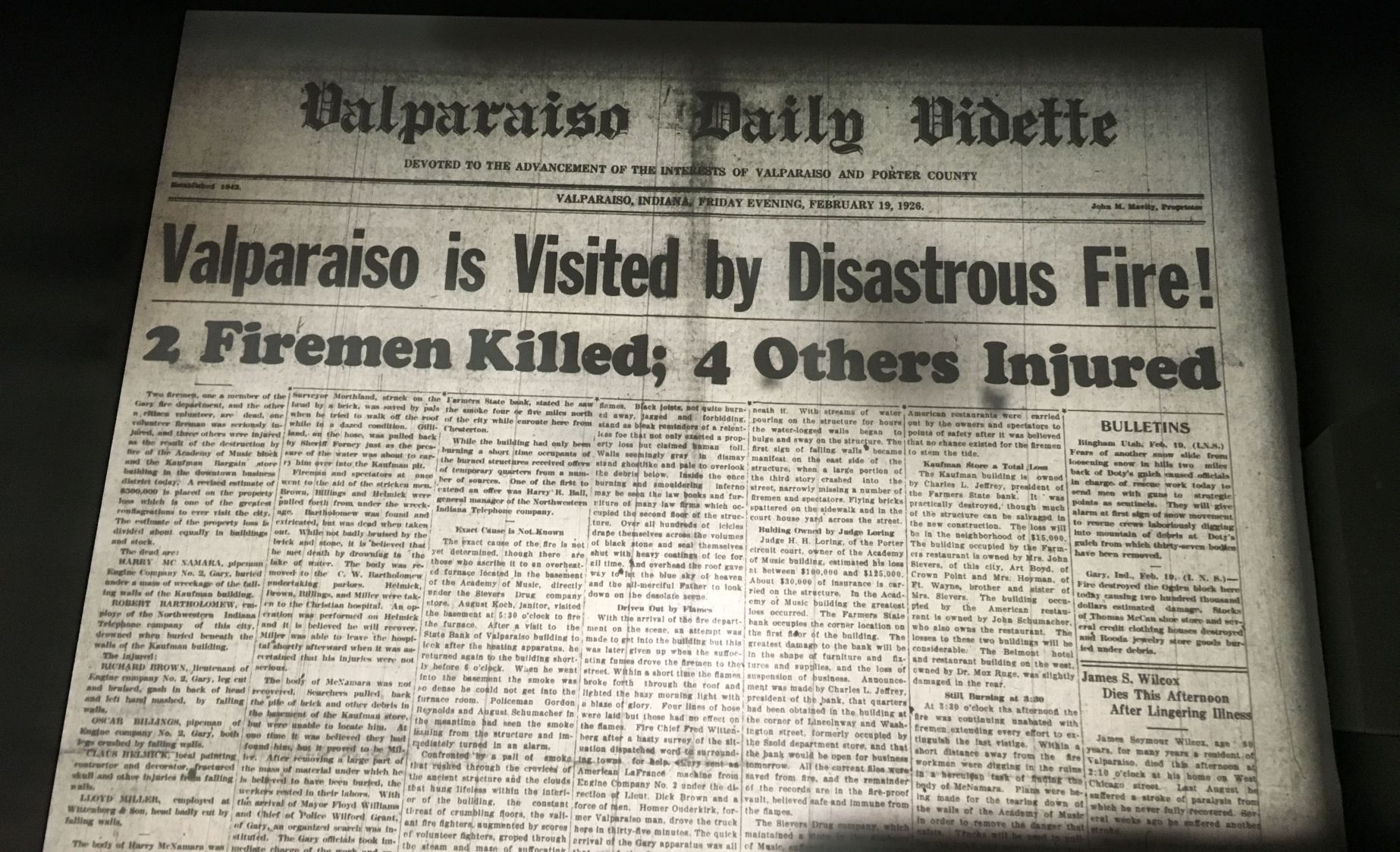 Valparaiso's big fire in 1926